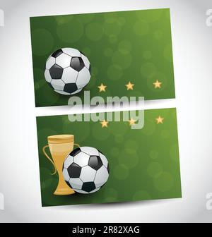 Illustration football cards with champion cup and place for your text - vector Stock Vector