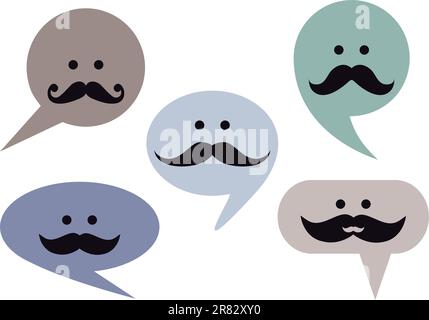 speech bubble faces with moustache, set of vector design elements Stock Vector