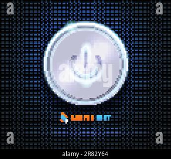 Stylish computer power button on textured background Stock Vector