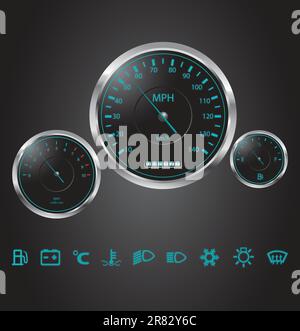 Vector realistic car dashboard, eps10 Stock Vector