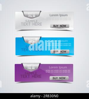 banner on the product description with a space for text Stock Vector