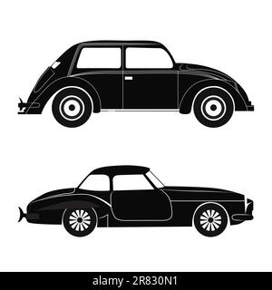 Car silhouette, vector transportation illustration set. Design element isolated on white. Stock Vector