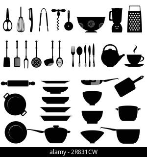 Kitchen utensils and tool icon set Stock Vector