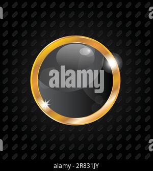 Illustration golden luxury ball isolated on aluminum background - vector Stock Vector