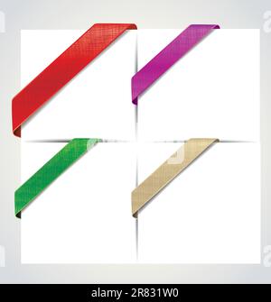 the corner colored ribbons on a white background Stock Vector
