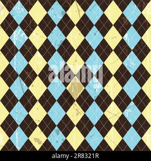 Seamless tiled background of a grunge argyle style pattern Stock Vector