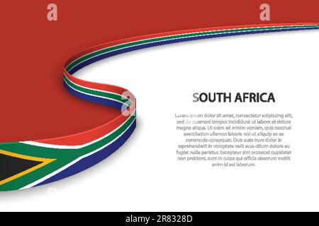 Wave flag of South Africa with copyspace background. Banner or ribbon vector template Stock Vector