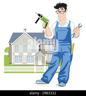 handyman with house Stock Vector