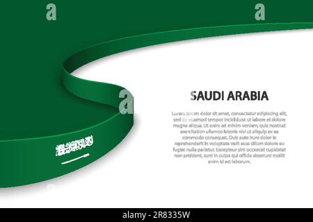 Wave flag of Saudi Arabia with copyspace background. Banner or ribbon ...