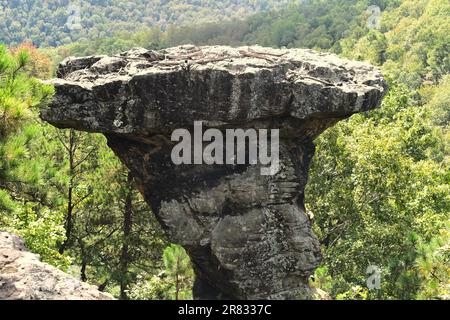 A view of one of the Pedestal Rocks in the Pedestal Rocks Scenic Area, Pelsor, Sand Gap, Witts Spring, Arkansas, Ozark-St Francis National Forest Stock Photo