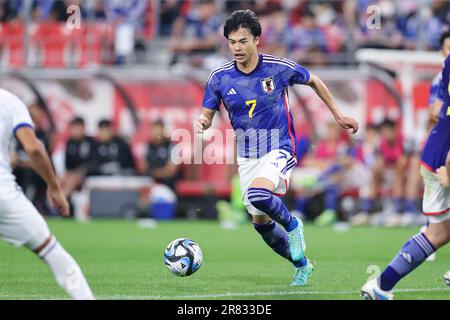 Toyota, Aichi, Japan. 15th June, 2023. Kaoru Mitoma (JPN) Football/Soccer : KIRIN Challenge Cup 2023 match between Japan 6-0 El Salvador at Toyota Stadium in Toyota, Aichi, Japan . Credit: SportsPressJP/AFLO/Alamy Live News Stock Photo