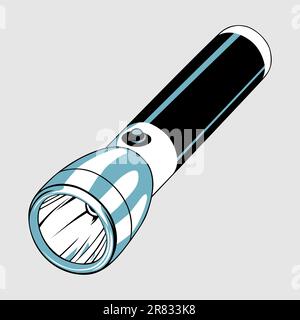 Flashlight isolated on light grey background Stock Vector