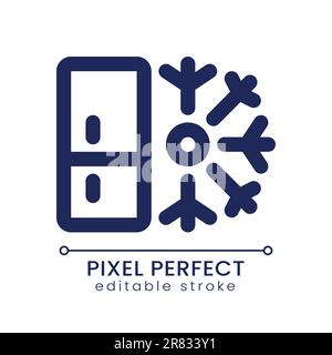 Refrigerator pixel perfect linear ui icon Stock Vector