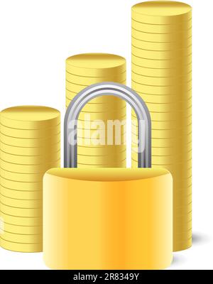 safety lock and coins icon Stock Vector Image & Art - Alamy