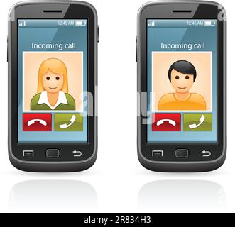 Smart Phone - incoming call and photo of friend Stock Vector