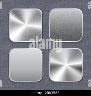 Brushed metal app icon templates on linen background. Vector ...