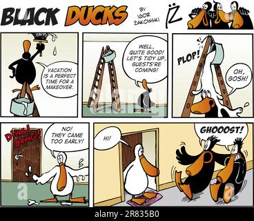Black Ducks Comic Story episode 73 Stock Vector