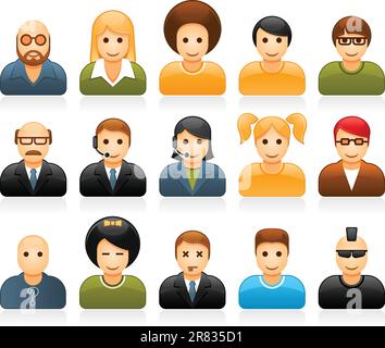 Glossy people avatars with different style and hairdo Stock Vector
