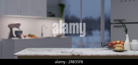 Copy space on white marble tabletop in beautiful pastel pink