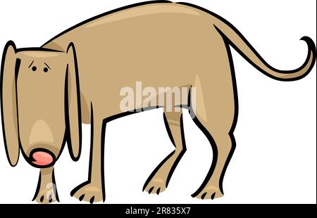 cartoon doodle illustration of cute sad dog Stock Vector