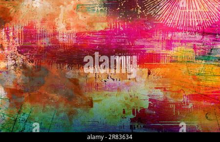 Colorful textured background . Abstract design of color dust Splash of colorful painted powder on white background.Color background painted on concret Stock Photo