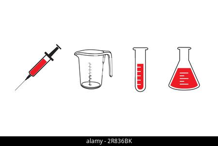Laboratory stuff on a white background with copy space Stock Vector