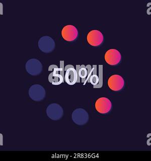 Round gradient dot infographic chart design template for dark theme Stock Vector