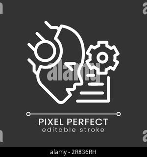 AI reads and summarize pixel perfect white linear icon for dark theme Stock Vector