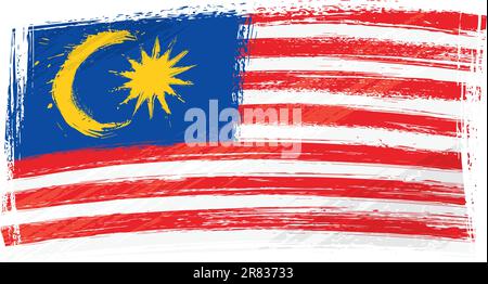 Malaysia national flag created in grunge style Stock Vector