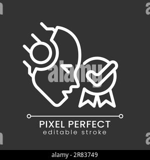 AI recommends in medicine pixel perfect white linear icon for dark theme Stock Vector