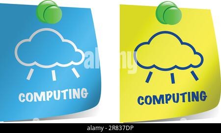 Cloud computing concept. Notepaper with cloud shape and Computing word. Vector illustration Stock Vector