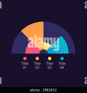 Arc infographic chart design template for dark theme Stock Vector