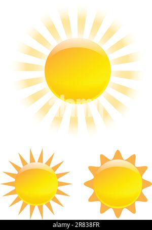 Nice set of shining sun images. Vector illustration Stock Vector