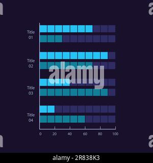 Clustered infographic chart design template for dark theme Stock Vector