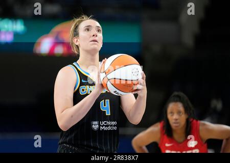 Chicago Sky's Marina Mabrey eyes a free throw in a WNBA basketball game ...