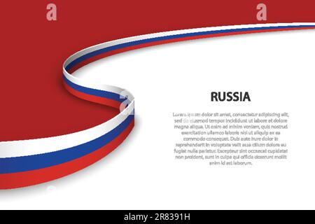 Wave flag of Russia with copyspace background. Banner or ribbon vector template Stock Vector