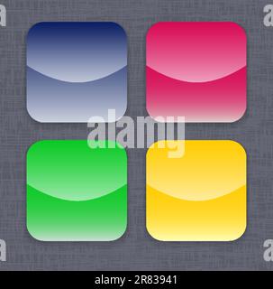 Glossy colorful app icon templates on linen background. Vector illustration Stock Vector