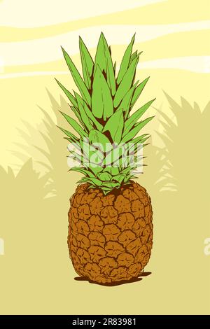 High detailed illustration of a pineapple Stock Vector