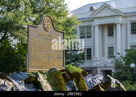 Herty Field historical marker on the University of Georgia campus in Athens, Georgia. (USA) Stock Photo