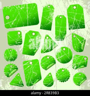 set of green tags,  this illustration may be useful as designer work Stock Vector
