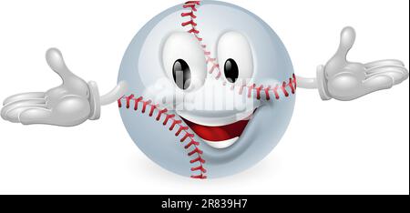 Illustration of a cute happy baseball ball mascot man Stock Vector