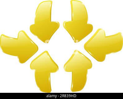 Illustration of 3d yellow arrows Stock Vector