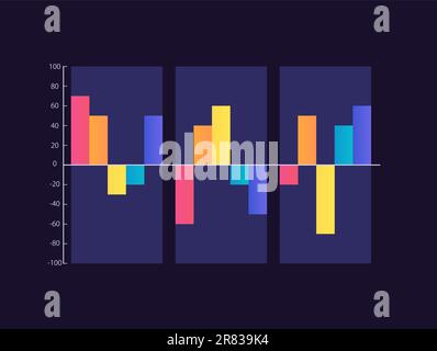 Both directions column infographic chart design template for dark theme Stock Vector