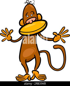 simple cartoon illustration of cute monkey character Stock Vector