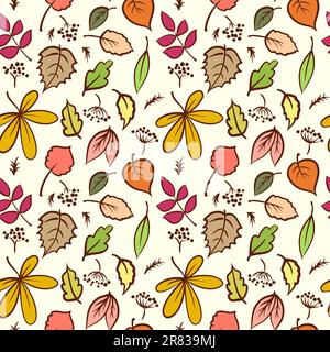 Seamless autumn leaves texture pattern. Vector background Stock Vector