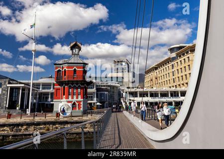 Clock Tower pedestrian swing bridge in the V&A Waterfront - Cape Town, South Africa Stock Photo