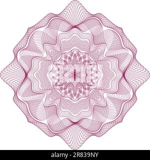 Guilloche Red Element for Certificate or Diploma, Currency and Money design / vector / All lines are easy editable Stock Vector