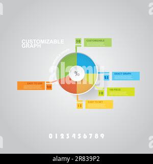 Customizable Infographic Design with Pie Chart and Labels Stock Vector