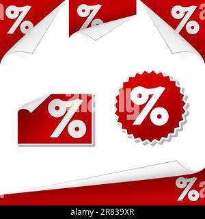 Vector illustration of percentage labels used in retail Stock Vector