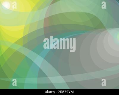 Dynamic abstract background with flowing shades of yellow, green and blue grey circles with waves. Stock Vector